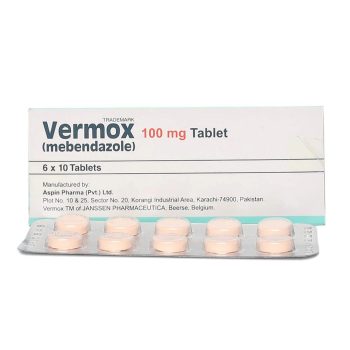Vermox Tablets 100Mg (1 Box = 6 Strips) (1 Strip = 10 Tablets)