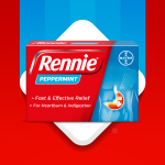 Rennie Peppermint Heartburn Relief Chewable Tablets (1 Box = 4 Strips) (1 Strip = 6 Tablets)